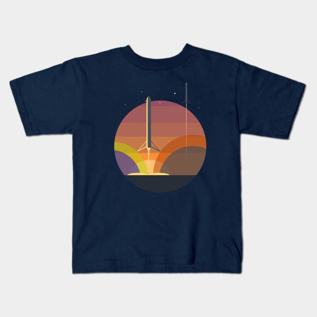 Falcon 9 heavy launch v.2 Kids T-Shirt by Zakaria Azis